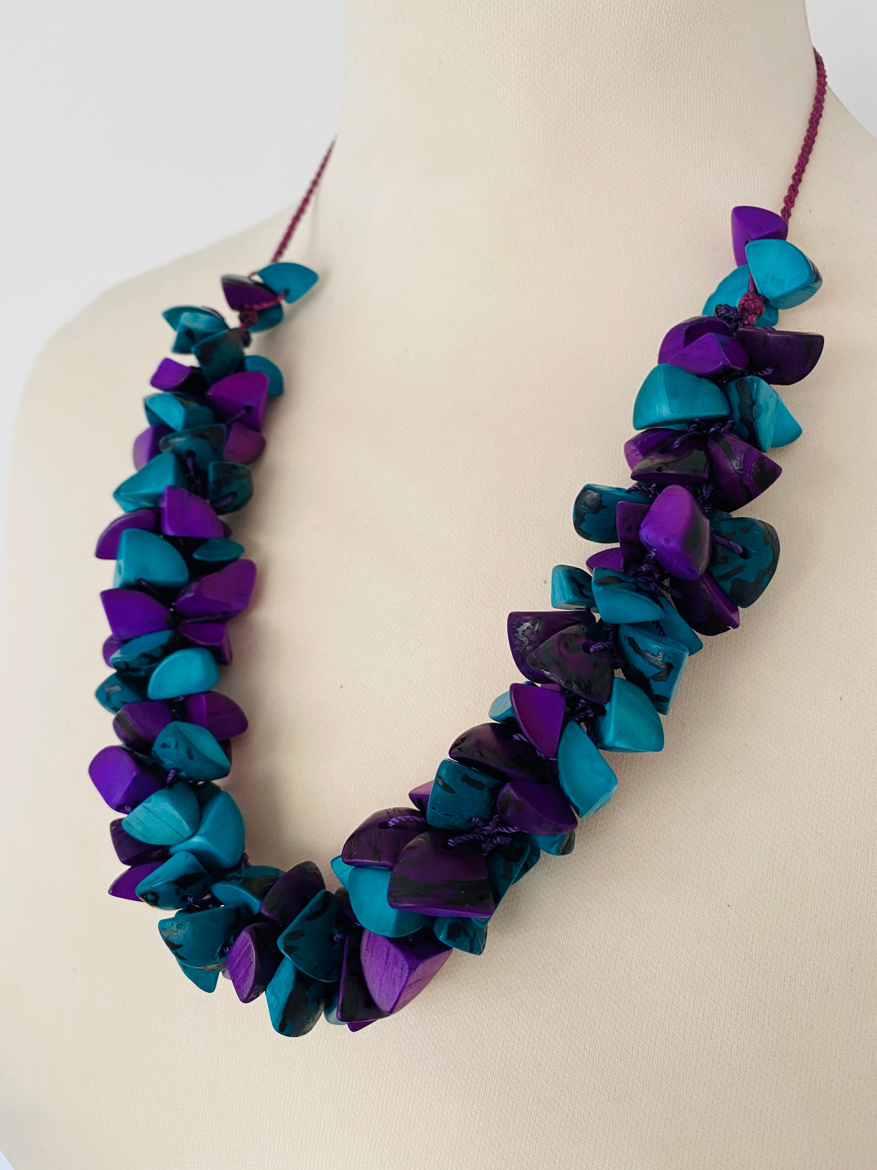 Purple and Turquoise Trocitos Necklace Set